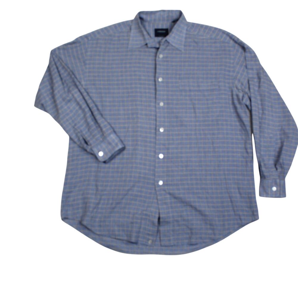 Lorenzini Button Up Shirt Mens Large Blue Plaid Cotton Made In Italy Office